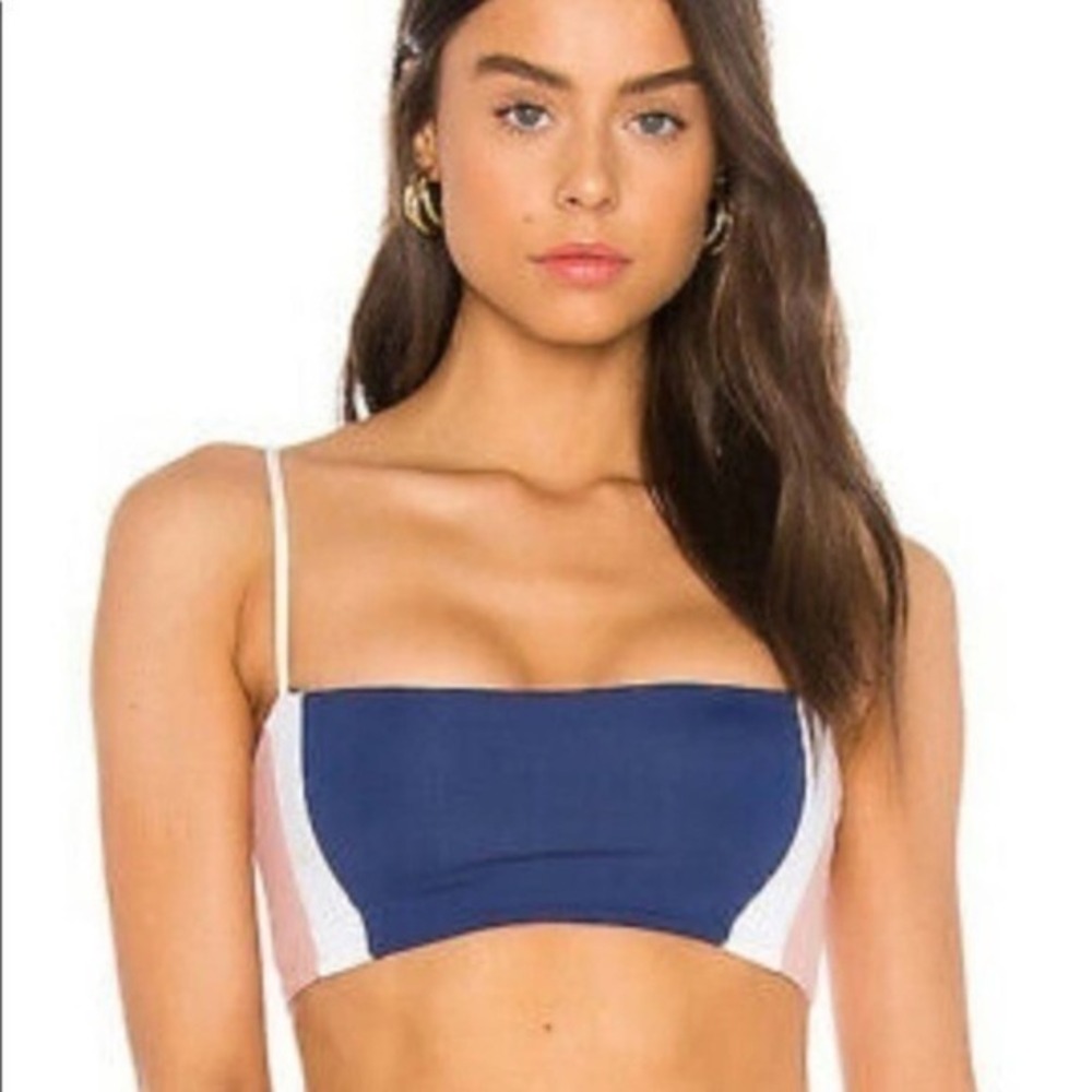 L*Space Rebel Heart Bandeau Colorblock Bikini Top Size Small NWOT CBRHT20